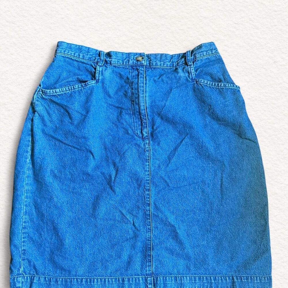 Vintage 90's 100% cotton denim skirt with pockets by Karen Scott size 12‎
